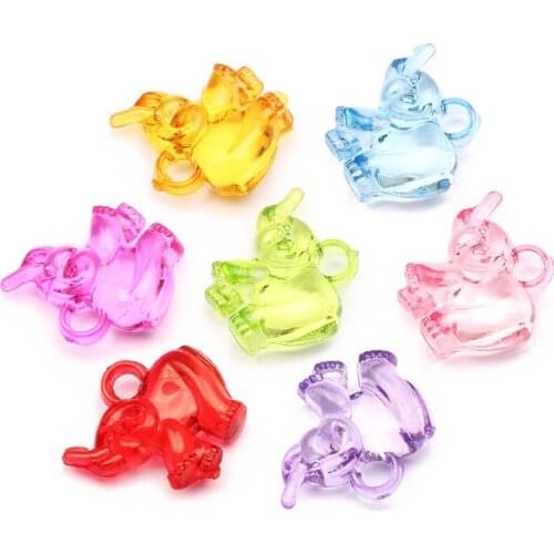 30pcs Mixed Transparent Acrylic Beads Cute Elephant Shape Charms Beads For Jewelry Making Bracelet Earring Diy Accessories