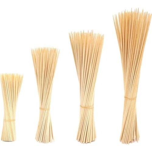 50PCS Natural Bamboo Skewers Disposable Kebob Sticks Bamboo Roasting Skewers Bamboo Meat Tool Long Sticks BBQ Tool