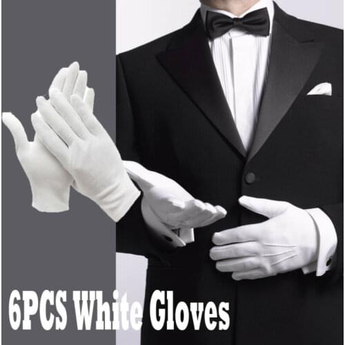 6PCS Unisex Adult White Gloves Inspection Cotton Work Coin Jewelry Light weight