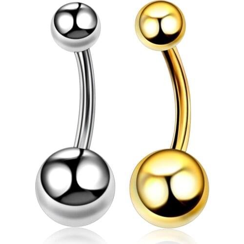 Hot Sale 1PC G23 Titanium Gold Color Curved Barbell Piercing Belly Button Navel Rings Body Piercing Nombril Ombligo Jewelry 14g