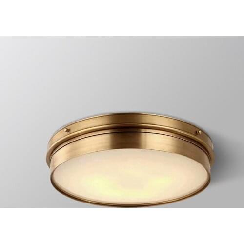 American Country Ceiling Lamp Modern Simple Bedroom Living Room Round Copper Ceiling Lamp