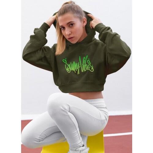 Angemiel Wear Summer Vibes Green Short Hooded Sweatshirt