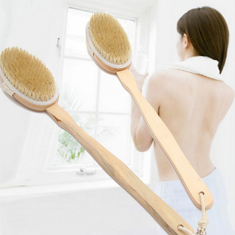 Wooden Body Massage Shower Brush Natural Bristle Bath Brush SPA Woman Man Skin Care Dry Body Brush Exfoliating Soft Massager