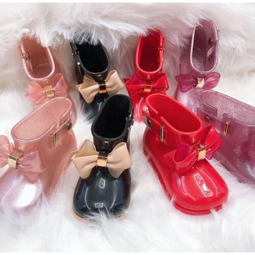 Melissa Girl Rain boots High quality bowknot Kids water shoe Children garden boot Non-slip Mini DD Toddler girl rain boots HMI12