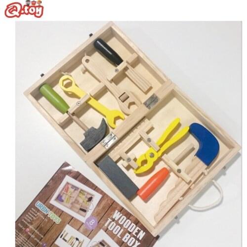 Kid Wooden tool box screw block set repair set carpenter Montessori tool educational toys wooden boy cartoon puzzle toy portable