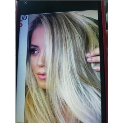 Long White Ash Blonde Remy Human Hair Lace Wig 16 inch Density 130