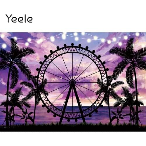 Yeele Ferris Wheel Photocall Background Torpical Coconut Tree Sunset Seaside Scenic Child Photography Backdrop Photo Studio