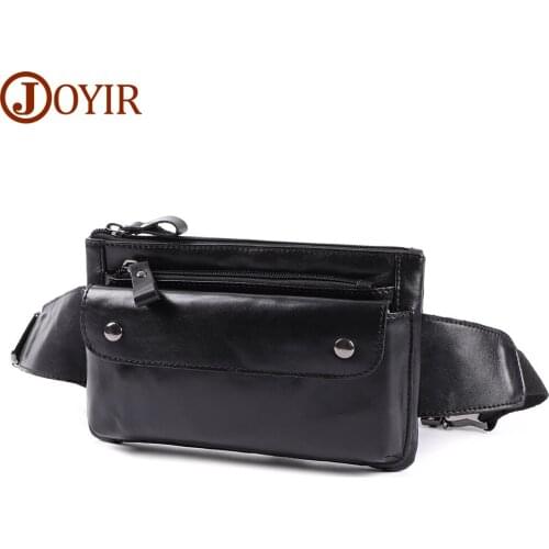 JOYIR Genuine Leather Men Waist Bag for Phone Vintage Travel Fanny Pack with Chest Pack Male Belt Bag Zipper Bum Pouch Bag New