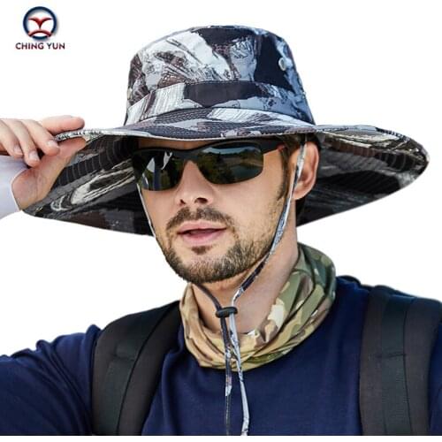 New Mens and womens Enlarged brim fisherman hat camouflage sunshade outdoor fishing mountaineering sun shading protection hat