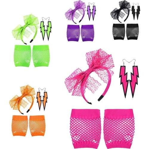 Lace Headband Neon Earrings Birthday Party Game Props Gloves To Be Supply For Bachelorette Diy Party Decoration 5pcs Gant