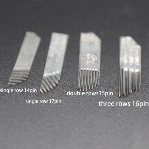 100 pcs 14pin/17pin/double rows 15/ three rows 16 permanent makeup blade For Manuel Pen fog Embroidery 3D Eyebrow Tattoo needle