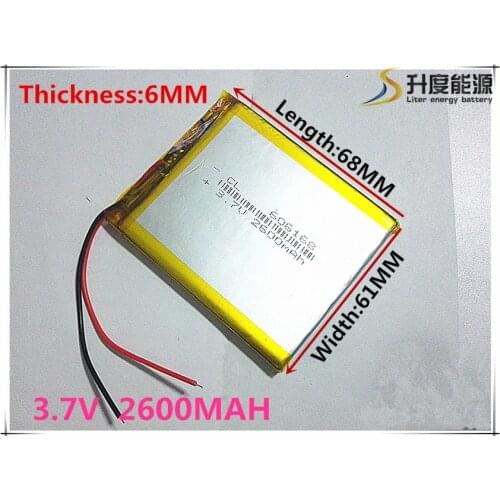 Size 606168 3.7V 2600mah Lithium polymer Battery with Protection Board For PDA Tablet PCs Digital Products Free Shipping