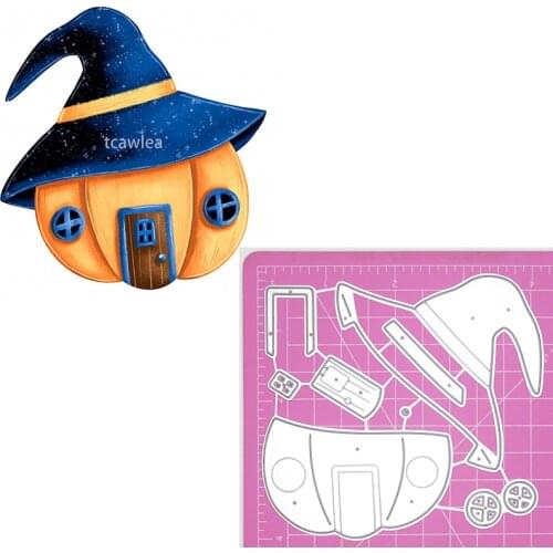 Pumpkin House Metal Cutting Dies Layering Cut Die Stencils Clever Magic Hat Creation Newest Stamps Halloween Card