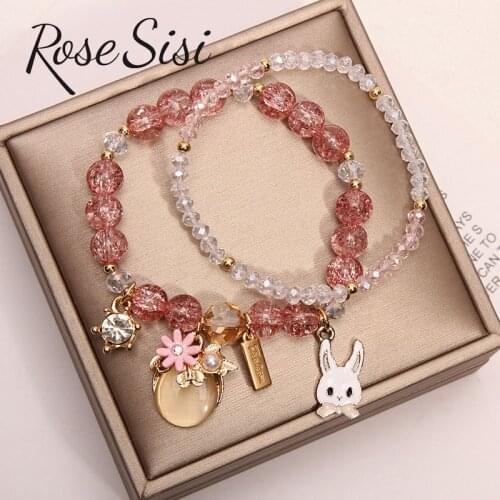 Korean version of cute fresh crystal bracelet female students girlfriends temperament bracelet for women jewelry female