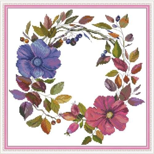 Wreath 6 cross stitch kit aida 14ct 11ct count print canvas cross stitches needlework embroidery DIY handmade