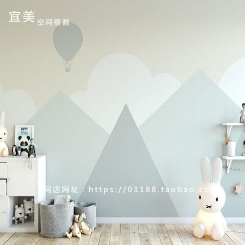 Nordic geometry childrens room wallpaper boys bedroom cartoon gray background wall decorative mural papel DE parede Waterproof