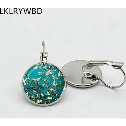 New Van Gogh Floral Almond Branch Earrings Van Gogh Vintage Earrings Van Gogh Fashion Girls Earrings Jewelry Gifts