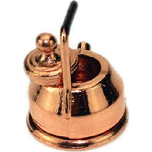 New arrival 1/12 Dollhouse Miniature Accessories Mini Metal Kettle Simulation Teapot Model Toys for Doll House Decoration