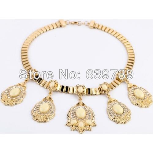 Bulk Price RoyalShiny Gold Color Handmade Stone Necklaces
