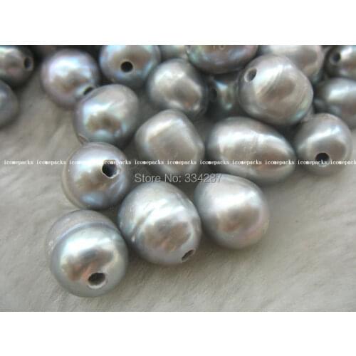 Wholesales Genuine Freshwater Natural 30pcs gray 9-13mm Loose beads