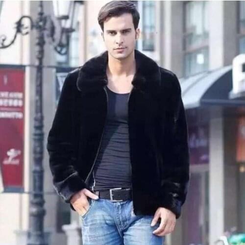 Autumn faux mink fur leather jacket mens winter thicken warm fur leather coat men loose jackets fashion B224