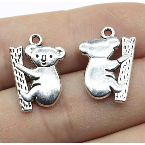 10pcs/lot 20x14mm Koala Bear Charms Handmade Craft Pendant Making fit Vintage Tibetan Bronze Silver Color DIY Jewelry