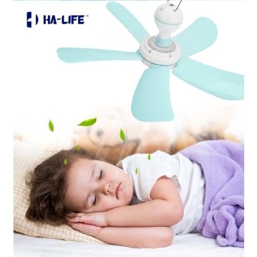 HA-Life Blue 7w Silent Plastic Energy Saving Mini Ceiling Fan 3-5 Turn Page Fan Hanging Fan Soft Wind Household Mini Ceiling Fan
