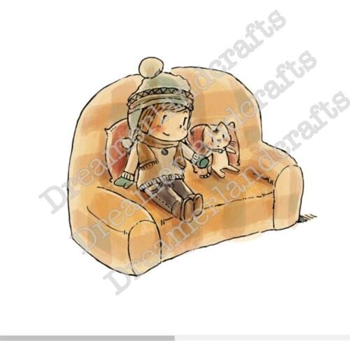 10x8 Sitting on the couch playing Transparent Clear Stamps Silicone Seals for DIY scrapbooking photo album Card Making