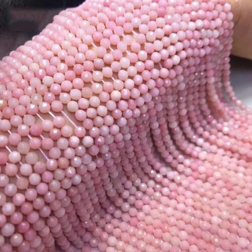 Pink Opal Natural Gemstone Faceted round Loose Beads DIY Bracelet Necklace Earrings Making Jewelry 15inch icnway