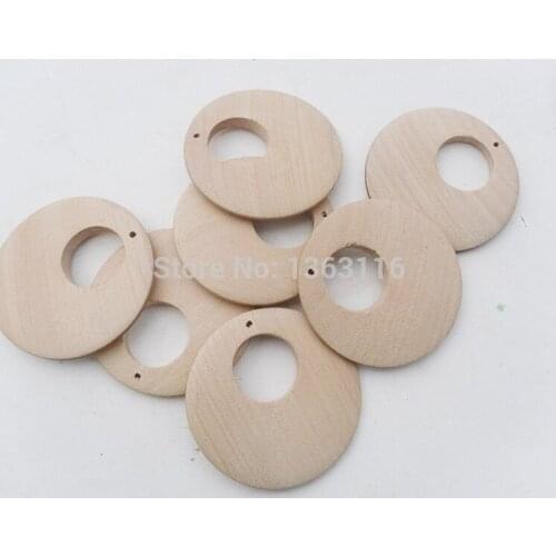 50Pcs/lot 50mm Unfinished natural big hole wood earrings pieces earrings for women Jewelry