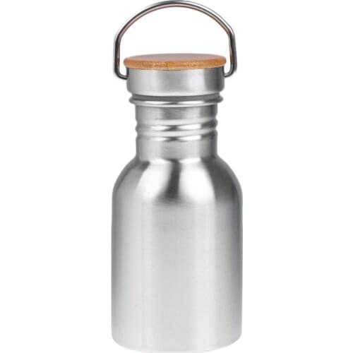 Stainless Steel Sports Cycling Bicycle Water Bottle Travel Mug with Bamboo Cap