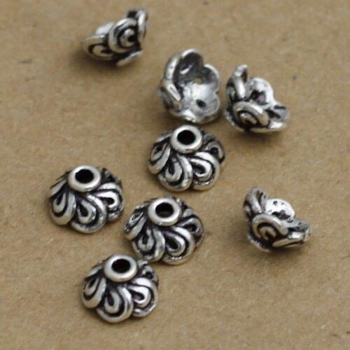 Vintage 925 Silver Beads Caps Jewelry Bead Cap Sterling Silver Jewelry Accessories Good Luck Symbol Bead Cap
