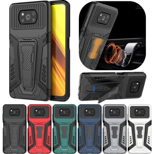 Armor Case Cover for Xiaomi Mi 10T Lite Poco X3 NFC Redmi Note 10S 9T 9S K40 Pro Coque Magnetic Car Stand Hybrid Protection Capa