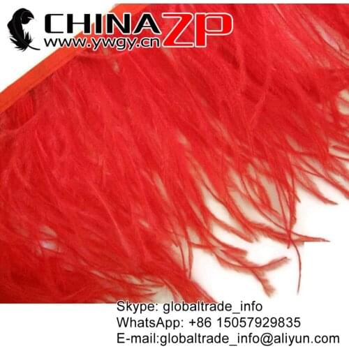 CHINAZP Factory 2yards/color/lot Fantastic DIY Decoration Dyed Red Ostrich Feathers Trim