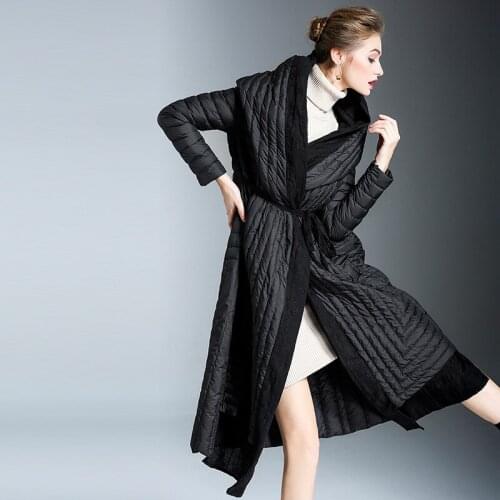 Winter Jackets Women 90% White Duck Down Jacket New European Hooded Long Coat Snow Outwear chaqueta mujer LX2316