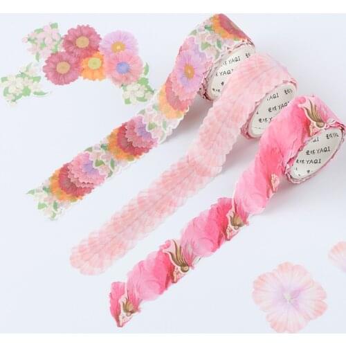 1Roll Flower Round Petals Paper Tape Decorative Masking Tape Sakura Tape Scrapbooking Diary Paper Stickers Festivals Supplies