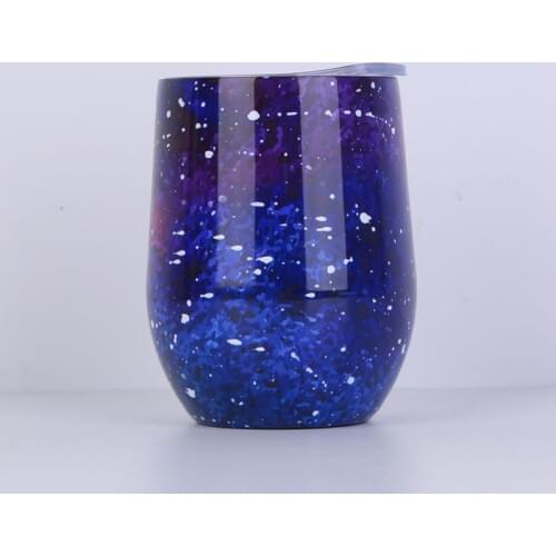 20pcs Swig Cups 12 oz Egg Shaped Cup 304 Stainless Steel Tumber Mug with Lid Wine Beer Cup Vacuum Thermos Starry Sky