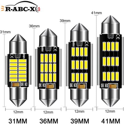 4x Red 31/36/39/41mm C5W 12SMD 4014 LED CANBUS NO Error Festoon Bulb Car Boat AC12-24V Auto Interior Dome Lamp Car Styling Light