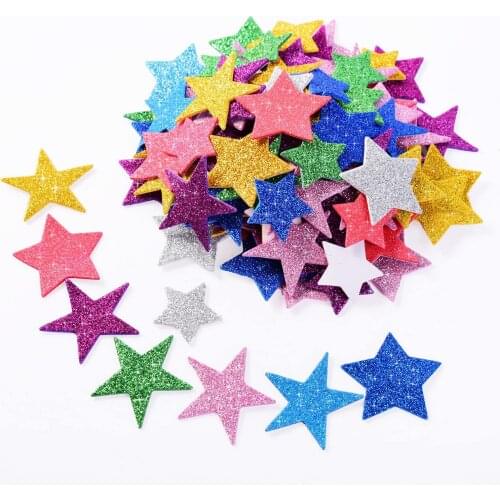 45pcs Glitter Foam Stickers Self-Adhesive Star EVA Stickers Children Educational DIY Toys Birthday Graduation Party Decor