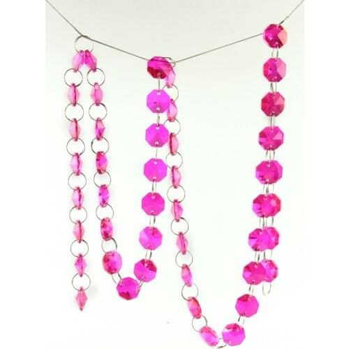 1/5/10 Meters Rose 14mm Octagon Beads Strand Garlands Crystal Glass Pendant Chains For Home Decoration
