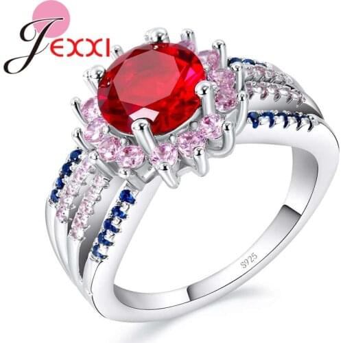 925 Sterling Silver Wedding Rings For Bride With Austrian Crystal Fashion Women Bridal Jewelry Engagement Ring Accessory