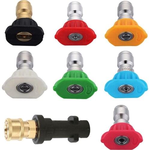 1/4 inch Pressure Washer Gun Adapter 7pcs Nozzle Tips Quick Connecter Car Wash Tool Accessories for Karcher K2 K3 K4 K5 K6 K7