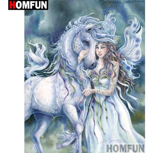 HOMFUN Full Square/Round Drill 5D DIY Diamond Painting "horse" Embroidery Cross Stitch 5D Home Decor Gift A08862
