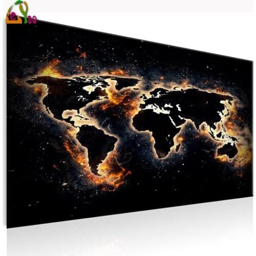 5D Diamond Embroidery large Fiery World Abstract Map DIY Diamond Painting Full Mosaic Cross Stitch kit puzzle Home Decor