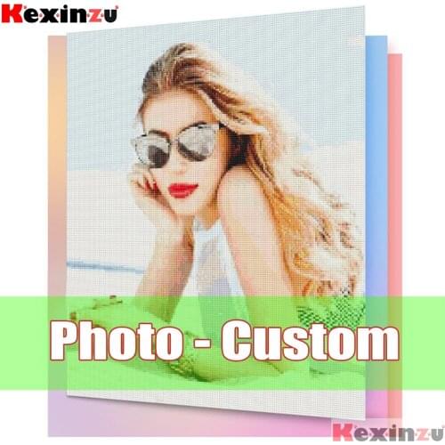 Kexinzu 5d Diamond Painting Photos Custom Full Square Picture of Rhinestones Diamond Embroidery Baby,Wedding and Parents gift IG