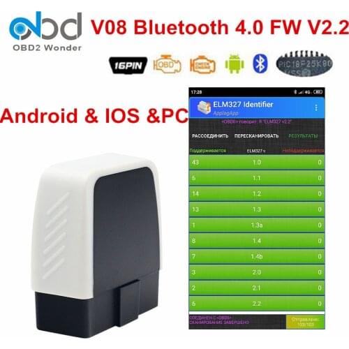 Bluetooth 4.0 ELM327 V2.2 Auto Diagnostic Scanner ELM 327 2.2 PIC18F25K80 Android IOS Windows Work ELM327 V08 OBD2 Code Reader