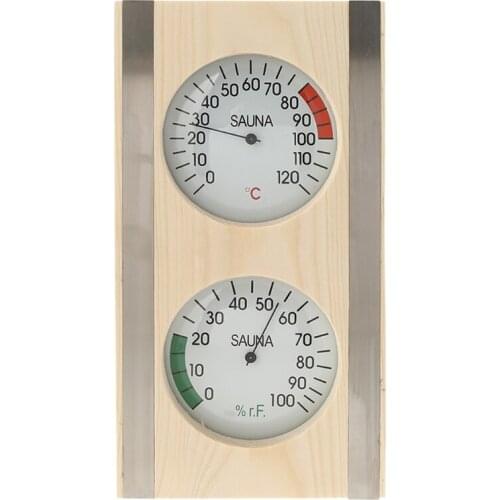 X7XD Wood Material Temperature and Moisture Gauge Wall Mounted Sauna Room Hygrothermograph for Indoor Measurement and Comfort