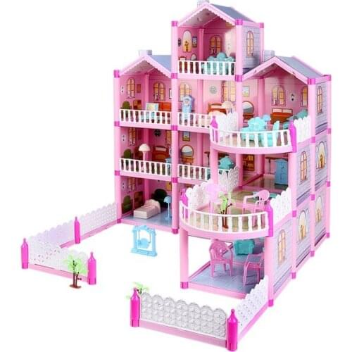 Childrens Montessori Puzzle House Toys Cos Villa Diy Dollhouse Scene Set Princess Castle Simulation House Girls Toy Kids Gift