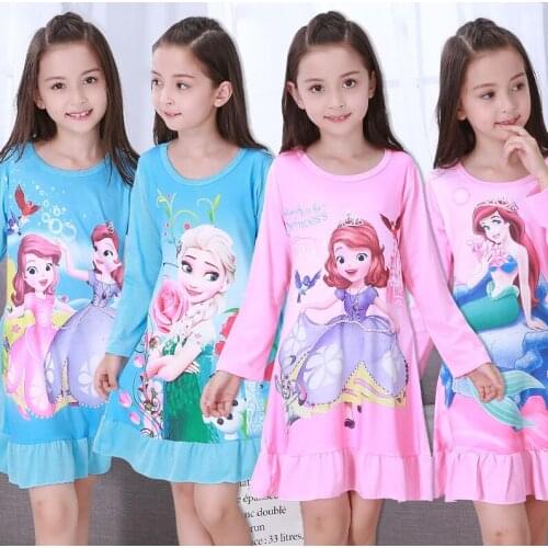 Kids Dresses for Girls Cute Toddler Girls Nightgown Autumn Winter Cartoon Children Princess Nightdress Clothing Night Dress