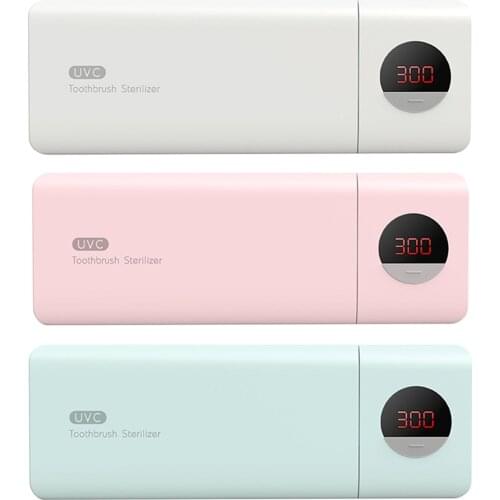 Toothbrush Sanitizer Bathroom Toothbrush Holder with Wall Mount Sticker Rechargeable Stain-Proof Organizer